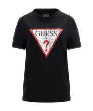 GUESS CLASSIC FIT LOGO Koszulka z logo tr&oacute;jkąta odrzutowiec - Koszulki i topy damskie - 3