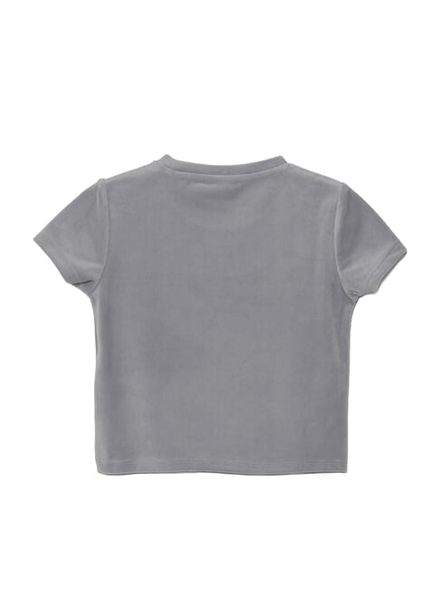 MINI ME Koszulka Crop z logo z kryształkami dym liliowy - Koszulka dziecięca