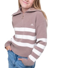 GUESS KIDS Kardigan w paski zapinany na suwak brązowo-białe paski - Swetry dziecięce - 3