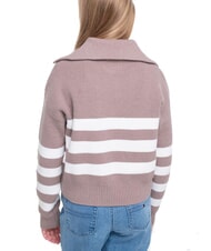 GUESS KIDS Kardigan w paski zapinany na suwak brązowo-białe paski - Swetry dziecięce - 4