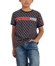 GUESS KIDS Koszulka z logo 4G na całej powierzchni 4g aop czarny jak smoła - Koszulka dziecięca - 4
