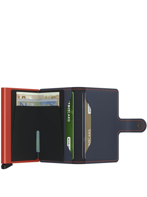 MATTE  Portfel z uchwytem na kartę blokującą RFID nocny błękit i pomarańczowy - Portfele męskie
