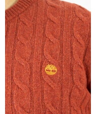 TIMBERLAND JAFFREY Sweter z okrągłym dekoltem i dzianiny kablowej olej chili - Koszulki męskie - 3