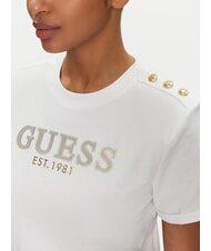GUESS CN SS CROPPED Koszulka bawełniana czysto biały - Koszulki i topy damskie - 3