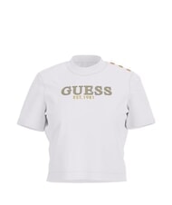 GUESS CN SS CROPPED Koszulka bawełniana czysto biały - Koszulki i topy damskie - 4