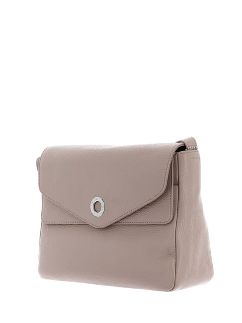 MELLOW LEATHER Torba sk&oacute;rzana z klapką ciepły szary - Torby damskie