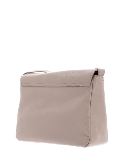 MELLOW LEATHER Torba sk&oacute;rzana z klapką ciepły szary - Torby damskie