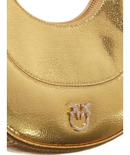 PINKO BRIOCHE Metaliczna sk&oacute;rzana torba na ramię złoto-złoto - Torby damskie - 3