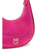 PINKO BRIOCHE Metaliczna sk&oacute;rzana torba na ramię metaliczny fuksja-złoty - Torby damskie - 4