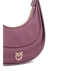 PINKO BRIOCHE Metaliczna sk&oacute;rzana torba na ramię metaliczny brązowo-złoty - Torby damskie - 3