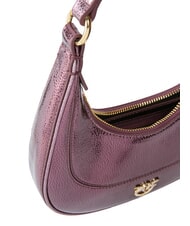 PINKO BRIOCHE Metaliczna sk&oacute;rzana torba na ramię metaliczny brązowo-złoty - Torby damskie - 4