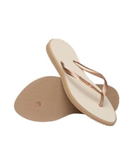 HAVAIANAS SLIM POINT Klapki r&oacute;żowe złoto/beż - Buty damskie - 5