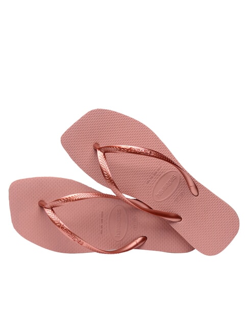 SLIM SQUARE Klapki z kwadratowym noskiem KROKUSY/R&Oacute;ŻE - Buty damskie
