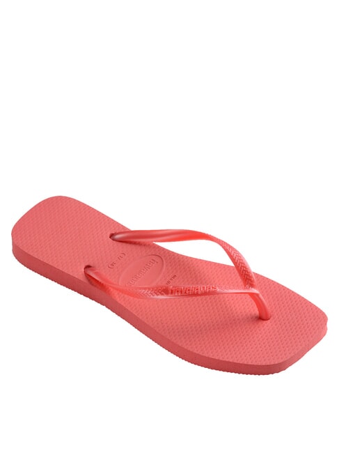 SLIM SQUARE Klapki z kwadratowym noskiem koral tropikalny - Buty damskie