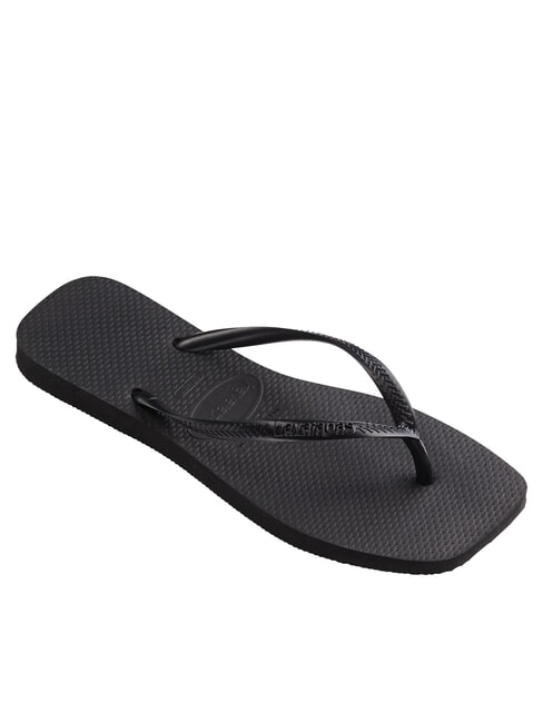 SLIM SQUARE Klapki z kwadratowym noskiem CZARNY - Buty damskie