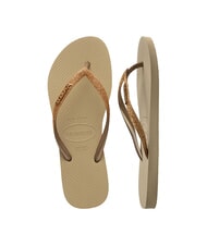 HAVAIANAS SLIM GLITTER II Klapki piasek/złoty jasny metalik - Buty damskie - 5