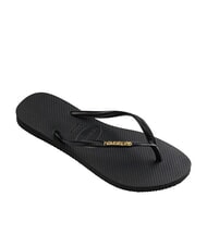 HAVAIANAS SLIM LOGO Klapki czarny/złoty - Buty damskie - 2