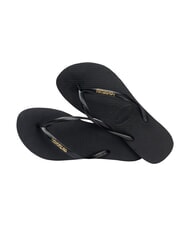 HAVAIANAS SLIM LOGO Klapki czarny/złoty - Buty damskie - 4