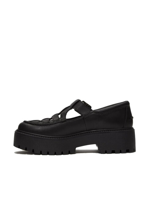STONE STREET BUCKLE Sk&oacute;rzane buty na platformie czarny, pełnoziarnisty - Buty damskie