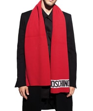 MOSCHINO LOGO Szalik prążkowany czerwony - Szaliki - 2