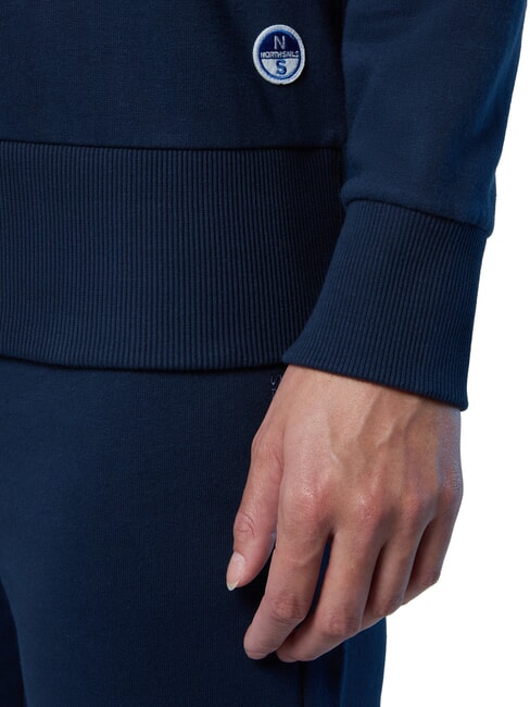 BASIC Bluza bawełniana z okrągłym dekoltem granatowy - Bluzy damskie