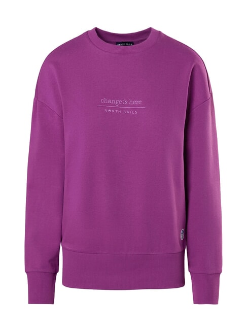 BASIC Bluza bawełniana z okrągłym dekoltem fiołkowor&oacute;żowy - Bluzy damskie