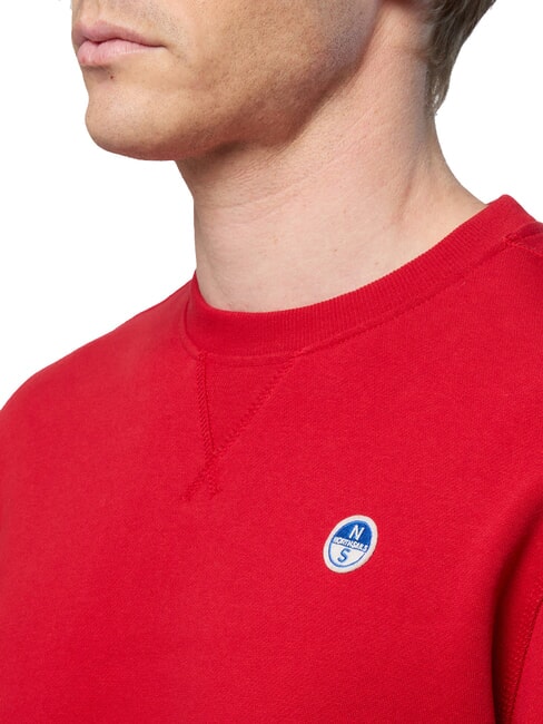 ROUND LOGO Bluza bawełniana z okrągłym dekoltem czerwona lawa - Bluzy męskie