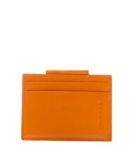 PIQUADRO URBAN Sk&oacute;rzany Portfel na Monety / Etui na Karty POMARAŃCZOWY - Portfele męskie - 2