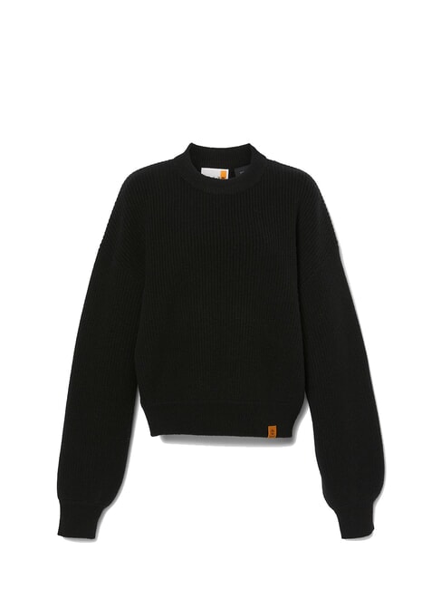 WOOL BLEND  Sweter z okrągłym dekoltem CZARNY - Koszulki damskie