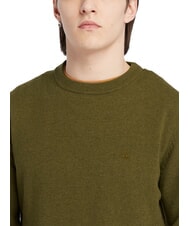 TIMBERLAND MERINO Sweter z okrągłym dekoltem z mieszanki wełny ciemnooliwkowy - Koszulki męskie - 3