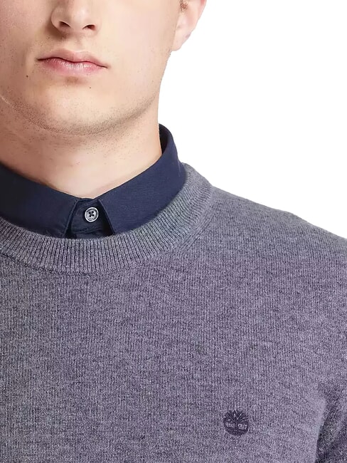 MERINO Sweter z okrągłym dekoltem z mieszanki wełny ciemny/szary/wrzosowy - Koszulki męskie