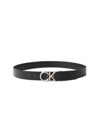 CALVIN KLEIN CK HALLMARK LOGO Pasek sk&oacute;rzany z nadrukiem jaszczurki czarny / cynowy - Paski - 2