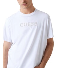GUESS BSC EMBROIDERY LOGO Koszulka bawełniana z haftowanym logo czysto biały - Koszulki męskie - 3