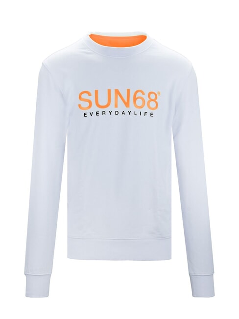 ROUND FLUO Bluza z okrągłym dekoltem i nadrukowanym logo biały - Bluzy męskie