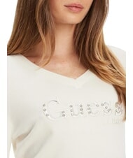 GUESS KENZIE LOGO Sweter z dekoltem w serek kremowy białawy - Koszulki damskie - 3