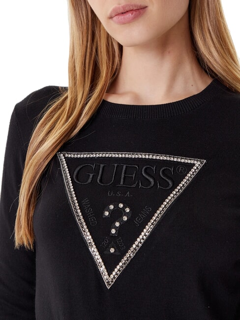 KIARA TRIANGLE LOGO Sweter z okrągłym dekoltem i kryształkami odrzutowiec - Koszulki damskie