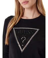 GUESS KIARA TRIANGLE LOGO Sweter z okrągłym dekoltem i kryształkami odrzutowiec - Koszulki damskie - 4