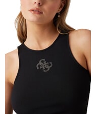GUESS NEW SL ROUND GUENDALINA Top z logo 4G ze strasami odrzutowiec - Koszulki i topy damskie - 3