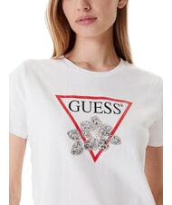 GUESS FLOWER BLING Koszulka z nadrukiem i aplikacją czysto biały - Koszulki i topy damskie - 3