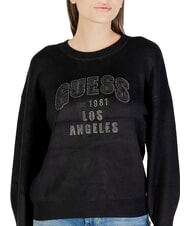 GUESS LEIGHTON LOGO Sweter z okrągłym dekoltem odrzutowiec - Koszulki damskie - 5