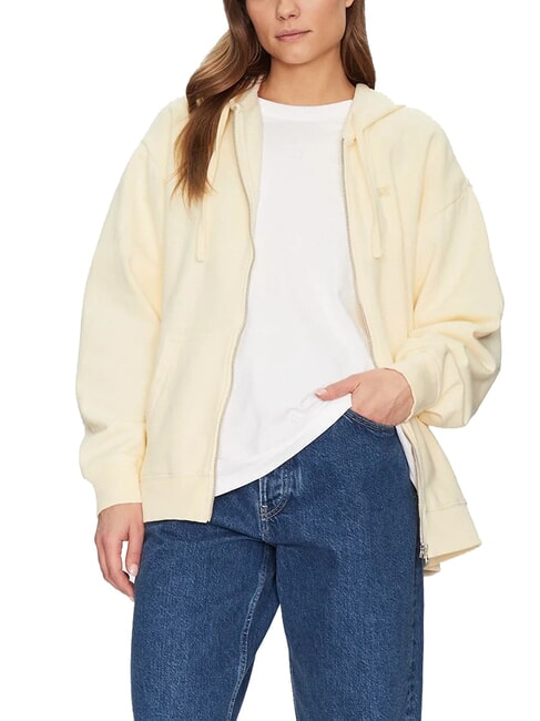 EVERYDAY Bluza z kapturem zapinana na suwak lukier cytrynowy - Bluzy damskie