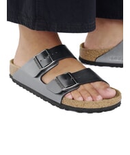 BIRKENSTOCK ARIZONA Metalowe sandały typu kapcie czarny - Buty damskie - 8