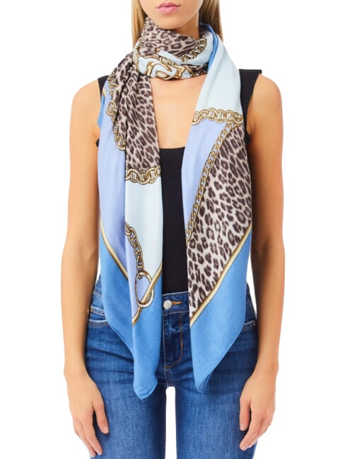 ANIMALIER CHAIN Szalik z nadrukiem na całej powierzchni jasny denim - Szaliki