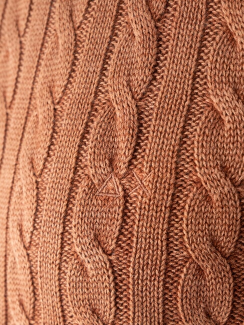 VINTAGE Sweter z okrągłym dekoltem i dzianiny kablowej kakao - Koszulki męskie