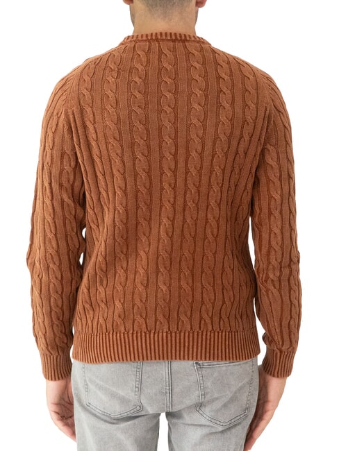 VINTAGE Sweter z okrągłym dekoltem i dzianiny kablowej kakao - Koszulki męskie