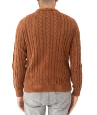 SUN68 VINTAGE Sweter z okrągłym dekoltem i dzianiny kablowej kakao - Koszulki męskie - 3