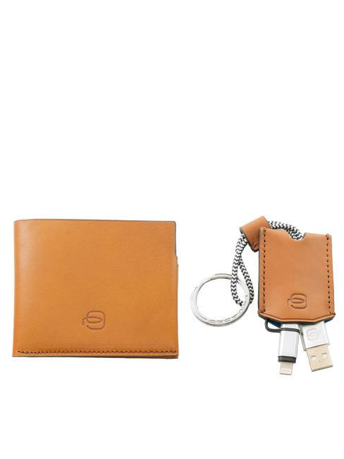 CAMPIONARIO - BAGMOTIC KIT Portfel sk&oacute;rzany + brelok z USB sk&oacute;ra/niebieski - Portfele męskie