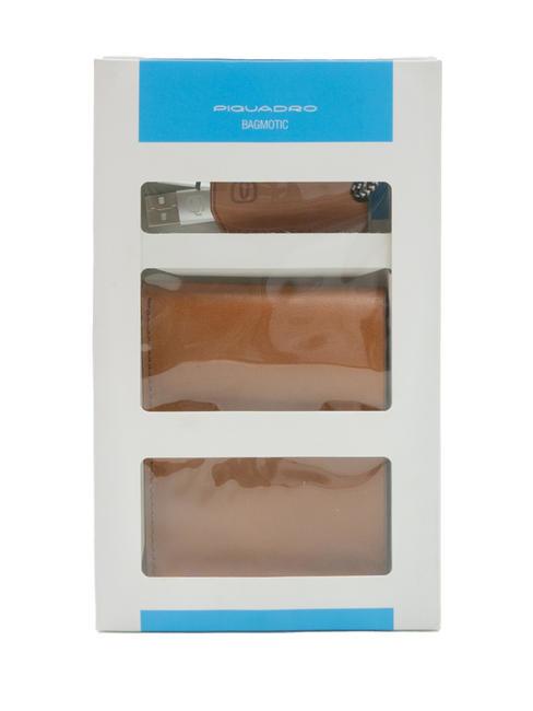 CAMPIONARIO - BAGMOTIC KIT Portfel sk&oacute;rzany + brelok z USB sk&oacute;ra/niebieski - Portfele męskie