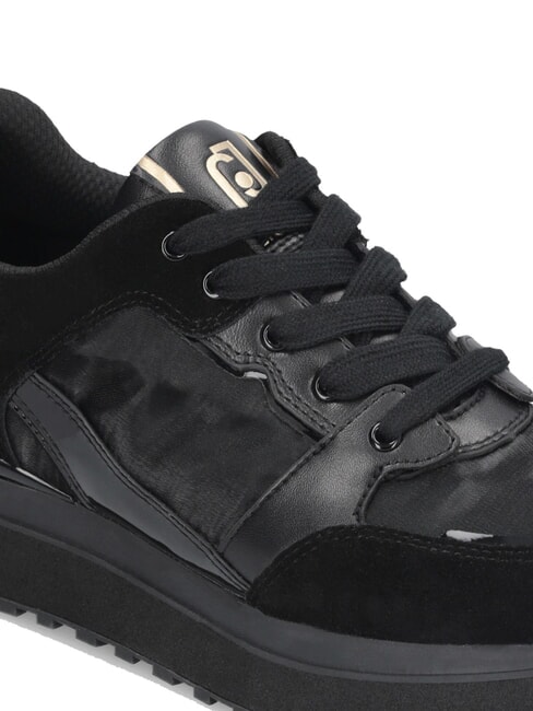 MAXI WONDER 91 Trampki na platformie z wstawkami ze sk&oacute;ry lakierowanej czarny - Buty damskie