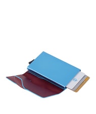 PIQUADRO BLUE SQUARE Sk&oacute;rzany i metalowy uchwyt na karty kredytowe CZERWONY - Portfele męskie - 2